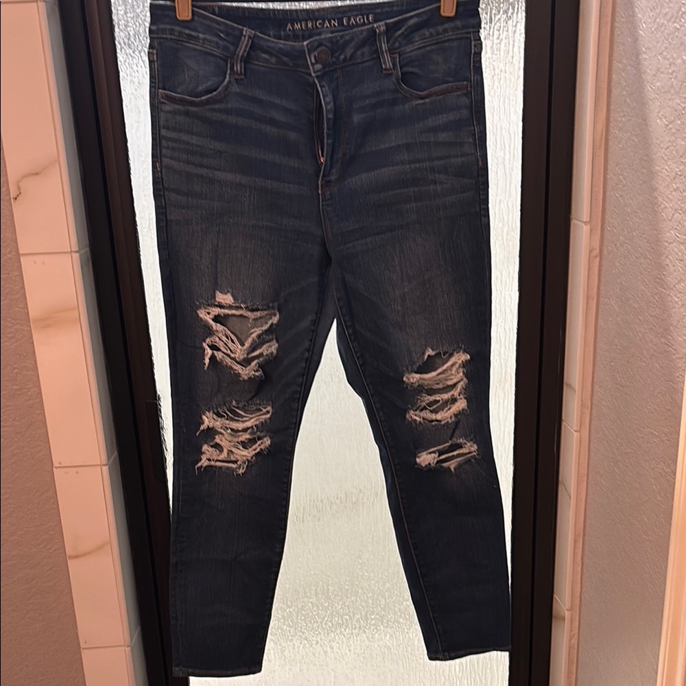 American Eagle Outfitters Blue Skinny Jeans Distressed